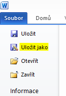 Uložení práce v Microsoft Word do PDF.